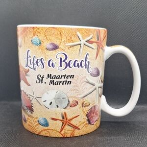 Beach Themed Mug with Seashells and Starfish